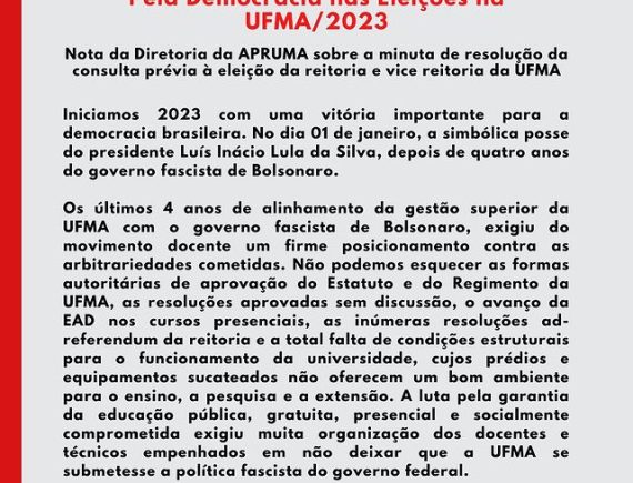 Eleição na UFMA! APRUMA repudiou atos da gestão de Natalino Salgado